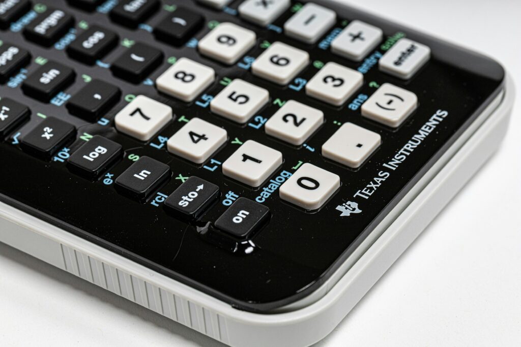 A close-up of a calculator